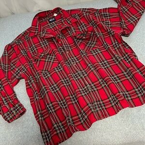 Plaid Flannel Button Shirt Mens 2X Heavy Outdoors Work Grunge Gorpcore